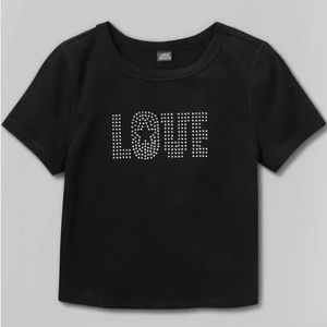 NWT - Wild Fable - Love Short Sleeve Fitted cropped T-Shirt